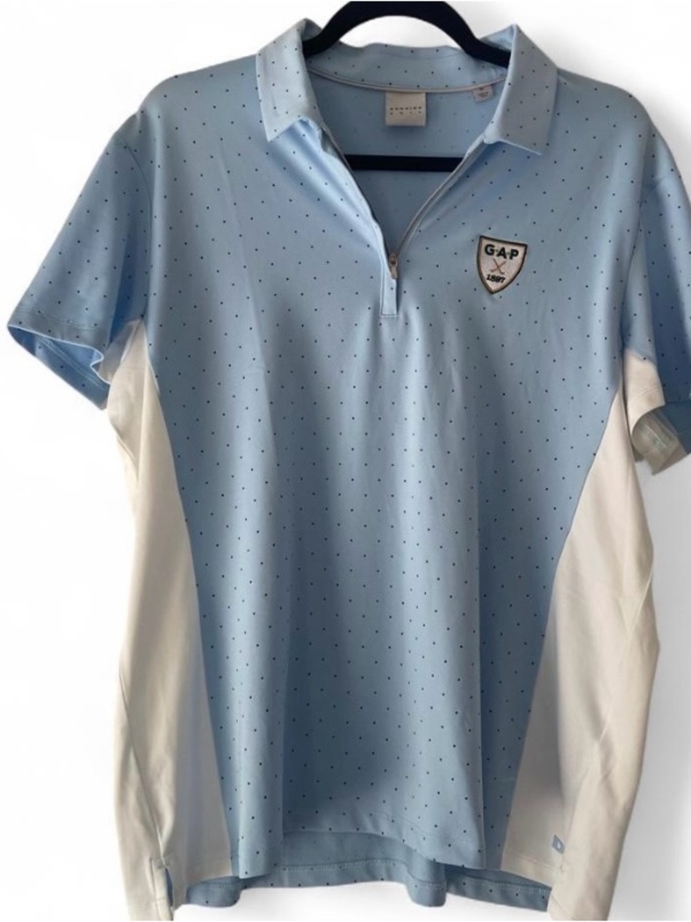 Dunning Golf Polo Shirt Women XL Blue Micro Dot Quarter Zip Performance GAP 1897